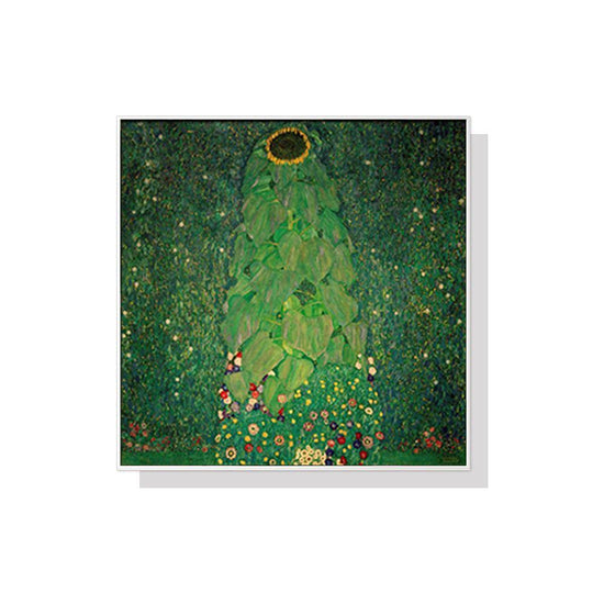 Wall Art 40cmx40cm Sunflower by Gustav Klimt White Frame Canvas