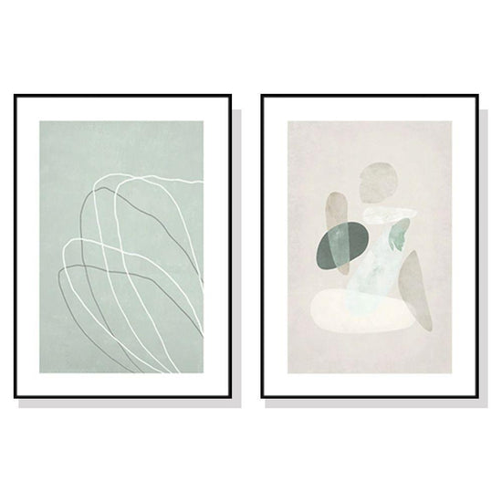 Wall Art 90cmx135cm Abstract body and lines 2 Sets Black Frame Canvas