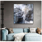 Wall Art 40cmx40cm Marbled Black Grey Black Frame Canvas