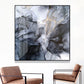 Wall Art 90cmx90cm Marbled Black Grey Black Frame Canvas