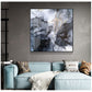 Wall Art 90cmx90cm Marbled Black Grey Black Frame Canvas