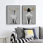 Wall Art 90cmx135cm Girl With Gold Horn 2 Sets Black Frame Canvas