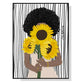 Wall Art 100cmx150cm African Woman Sunflower Black Frame Canvas