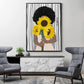 Wall Art 80cmx120cm African Woman Sunflower Black Frame Canvas