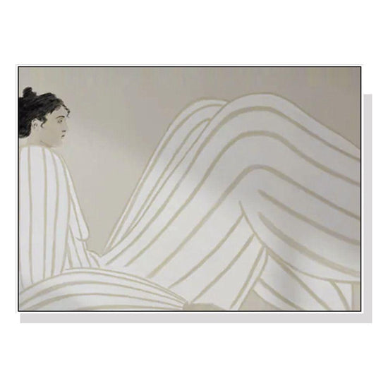 Wall Art 90cmx135cm Abstract Lady White Frame Canvas