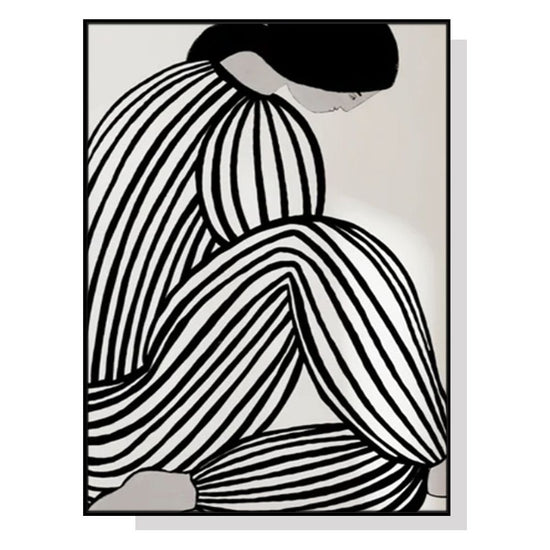 Wall Art 100cmx150cm Mid Century Figure Black Frame Canvas