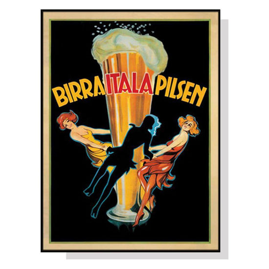 Wall Art 40cmx60cm Birra Itala Pilsen Black Frame Canvas