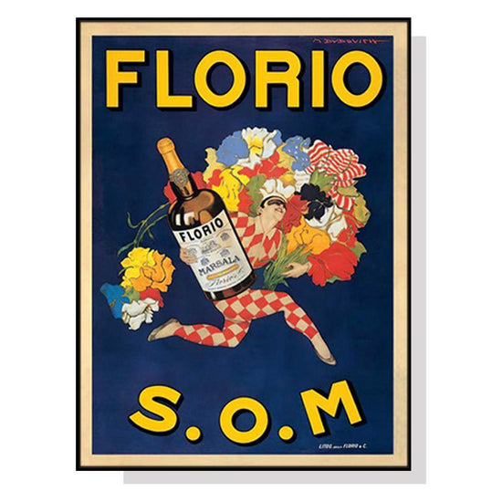 Wall Art 100cmx150cm Florio S.O.M Black Frame Canvas