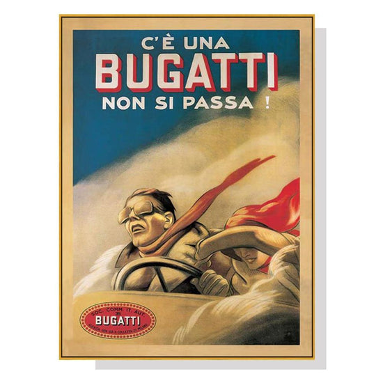 Wall Art 40cmx60cm Bugatti Gold Frame Canvas