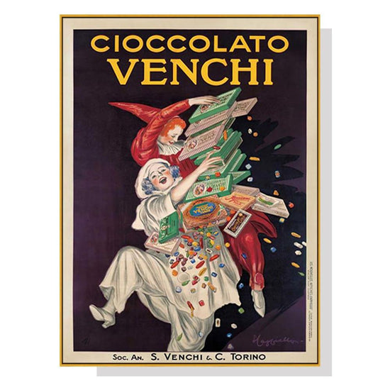 Wall Art 100cmx150cm Cioccolato Venchi Vintage Gold Frame Canvas