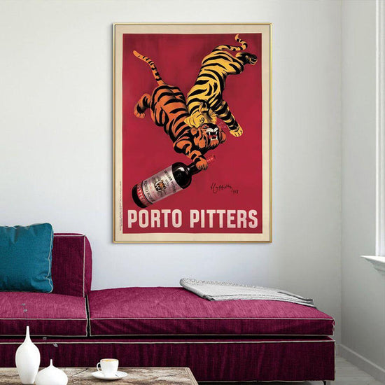 Wall Art 90cmx135cm Porto Pitters Vintage Gold Frame Canvas