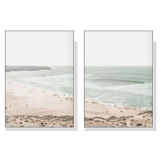 Wall Art 70cmx100cm Coastal Prints 2 Sets White Frame Canvas