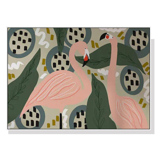 Wall Art 40cmx60cm Flamingo White Frame Canvas