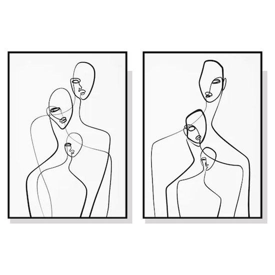 Wall Art 40cmx60cm Abstract Figures 2 Sets Black Frame Canvas