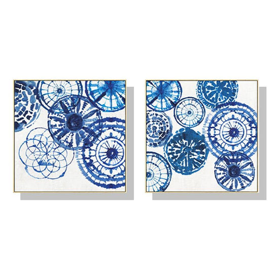 Wall Art 40cmx40cm Blue Day 2 Sets Gold Frame Canvas