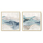 Wall Art 100cmx100cm Blue Mountain 2 Sets Gold Frame Canvas