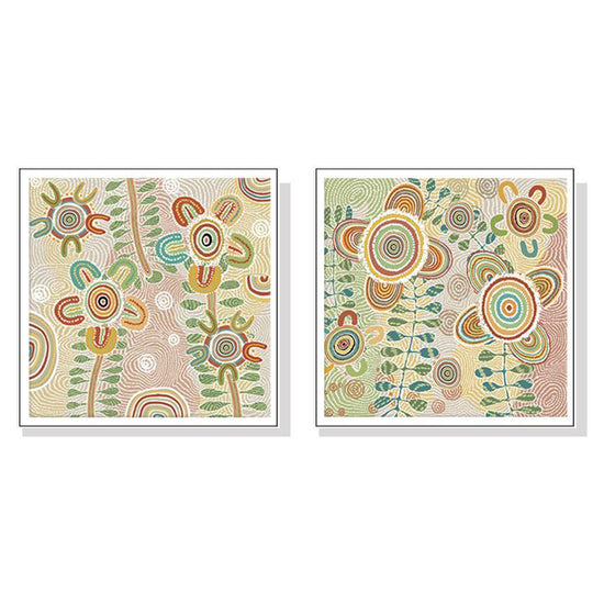 Wall Art 80cmx80cm Lovely Pattern 2 Sets White Frame Canvas