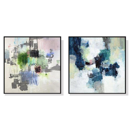 Wall Art 80cmx80cm Blue Crushers 2 Sets Black Frame Canvas