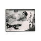 Wall Art 60cmx90cm Brigitte Bardot In the bath poster, Black Frame Canvas