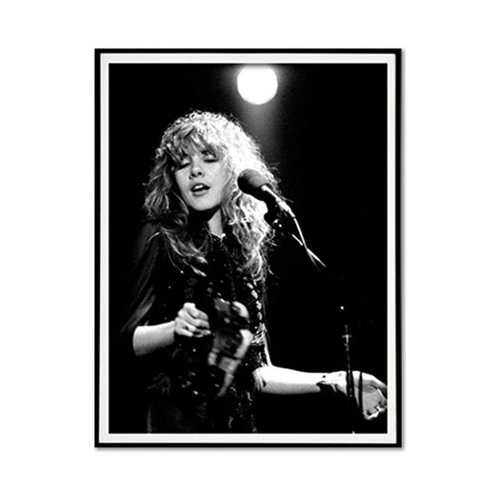 Wall Art 40cmx60cm Young Stevie Nicks in Concert Poster, Black Frame Canvas