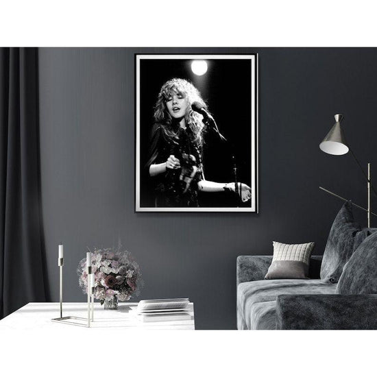 Wall Art 50cmx70cm Young Stevie Nicks in Concert Poster, Black Frame Canvas