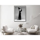 Wall Art 90cmx135cm Cher Music Black and White, Black Frame Canvas