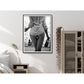 Wall Art 90cmx135cm Woman Drinking Wine , Black and White, Black Frame Canvas