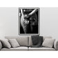 Wall Art 40cmx60cm Woman Drinking Wine In The Bar, Black Frame Canvas