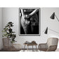 Wall Art 40cmx60cm Woman Drinking Wine In The Bar, Black Frame Canvas