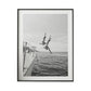 Wall Art 50cmx70cm Black and White Ocean Jump, Black Frame Canvas