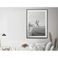 Wall Art 70cmx100cm Black and White Ocean Jump, Black Frame Canvas