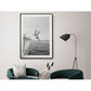 Wall Art 90cmx135cm Black and White Ocean Jump, Black Frame Canvas