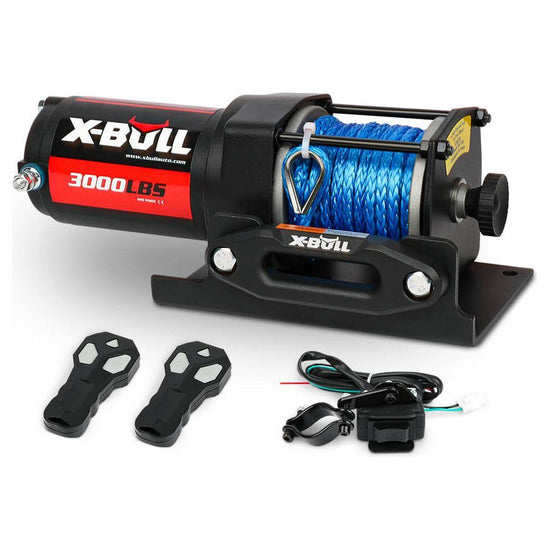 X-BULL Electric Winch 12V 3000lbs/1360kg Synthetic Rope 2 Wireless remotes BOAT ATV UTV 4WD