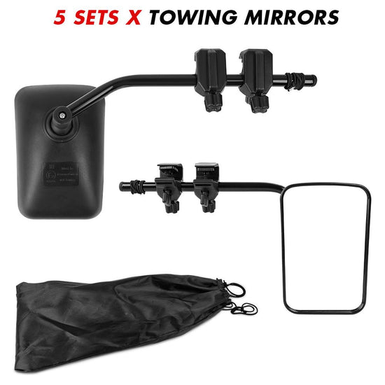 Towing Mirrors Clip on Multi Fit Clamp On Towing Caravan 4X4 Trailer 4WD 5 Pairs