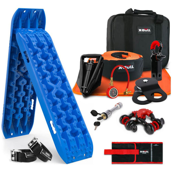 X-BULL Winch Recovery Kit Recovery Tracks Gen 3.0 Blue Boards Snatch Strap Off Road 4WD