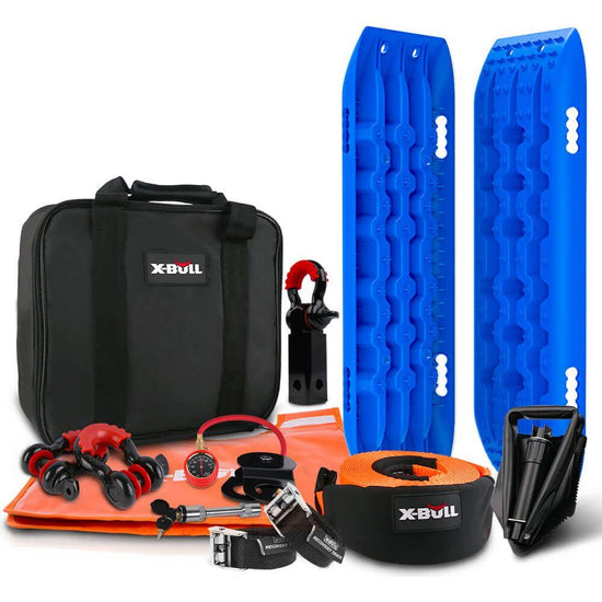 X-BULL Winch Recovery Kit with Recovery Tracks Gen 2.0 Blue Boards Snatch Strap Off Road 4WD