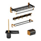 Gominimo Bathroom Wall Mount Black Gold Accessories Set (F)