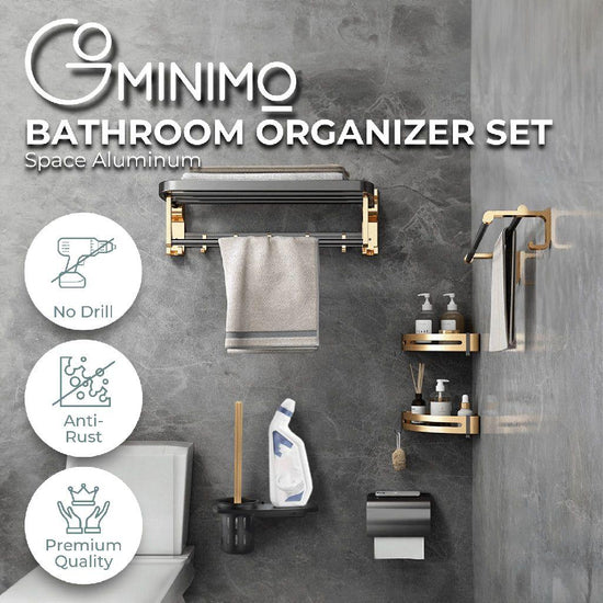 Gominimo Bathroom Wall Mount Black Gold Accessories Set (G)