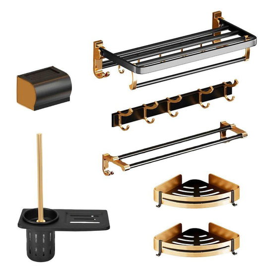 Gominimo Bathroom Wall Mount Black Gold Accessories Set (H)