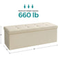 SONGMICS 109cm Folding Storage Ottoman Bench Beige