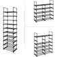 SONGMICS 10-Tier Metal Shoe Rack Customizable Design Black