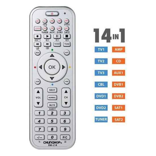 Universal TV DVD SAT TUNER AUX AMP CD Remote Control-Many Brand Compatible