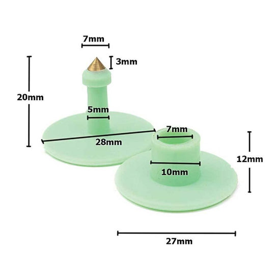 100x Cattle Ear Tags Set - Round Green Blank Pig Sheep Goat Cow Livestock Label