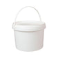 Bulk 10x 2L Plastic Buckets + Lids - Empty White With Handle - Small Food Pail