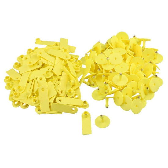 100x Cattle Ear Tags 5x2cm Set - Mini Yellow Blank Pig Goat Livestock Label