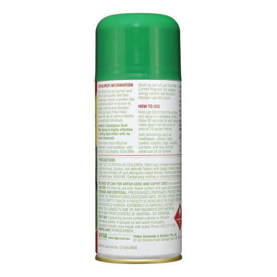 200g Dust Mite Spray Eucalyptus Bosisto&