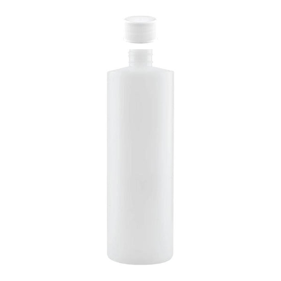 1x 1L Clear HDPE Round Bottle + 28/410 Caps - Empty Plastic Food Storage