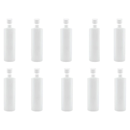 10x 1L Clear HDPE Round Bottle + 28/410 Caps - Empty Plastic Food Storage