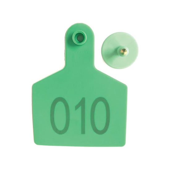 1-100 Cattle Number Ear Tags 7.5x10cm Set - XL Green Cow Sheep Livestock Labels