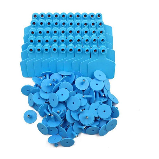 100x Cattle Ear Tags 6x7.5cm Set - Medium Blue Blank Cow Sheep Livestock Label